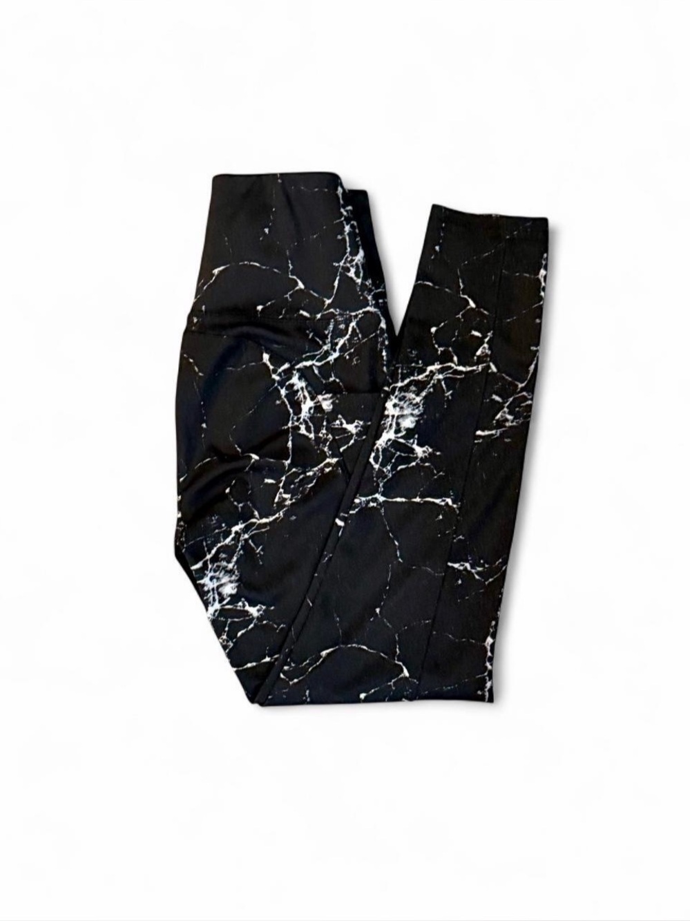 shosho Black Leggings with White Marble Print Sz S - Picture 2 of 6